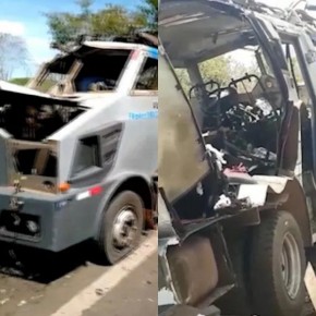 Criminosos explodem carro forte na BR-316 em Caxias, no Maranhão(Imagem:Reprodução)