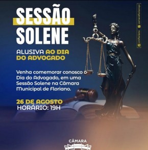 Câmara Municipal de Floriano realiza sessão solene para advogados nesta sexta(Imagem:Reprodução/Instagram)