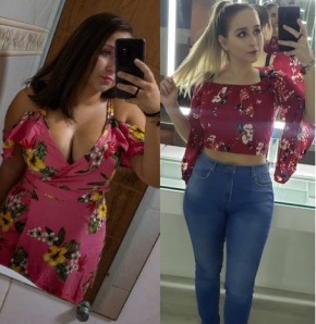 Jesuela Moro antes e depois de emagrecer.(Imagem:Reprodução)