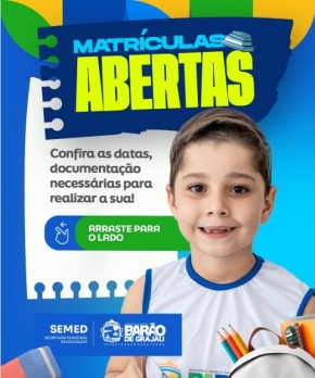 Matrículas abertas para o ano letivo 2026 em Barão de Grajaú!(Imagem:Reprodução/Instagram)