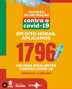 Mutirão de vacinação contra a Covid-19 em Floriano imuniza 1.796 pessoas em apenas oito horas.(Imagem:Reprodução/Instagram)