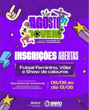 Agosto Jovem abre inscrições para Futsal Feminino, Vôlei e Show de Calouros.(Imagem:Reprodução/Instagram)