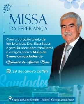  Missa da Esperan&ccedil;a marca 5 anos de saudades de Raimundo de Almeida Nunes(Imagem:Reprodu&ccedil;&atilde;o/Instagram)