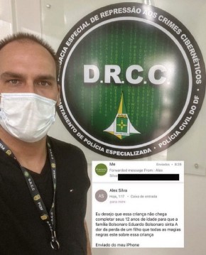 Eduardo Bolsonaro registra B.O após ameaças contra a filha de 8 meses(Imagem:Reprodução)