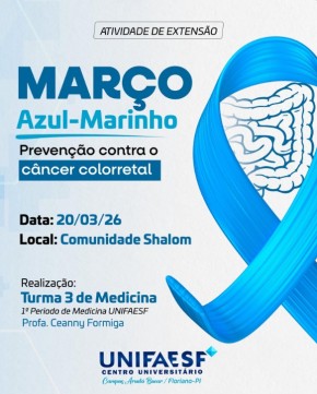 A&ccedil;&atilde;o do Mar&ccedil;o Azul-Marinho leva conscientiza&ccedil;&atilde;o sobre c&acirc;ncer colorretal &agrave; comunidade em Floriano.(Imagem:Reprodu&ccedil;&atilde;o/Instagram)