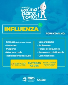 Barão de Grajaú inicia campanha de vacinação contra a gripe para grupos prioritários(Imagem:Reprodução/Instagram)