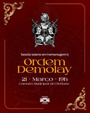 Câmara Municipal de Floriano presta homenagem à Ordem DeMolay em sessão solene nesta quinta-feira.(Imagem:Reprodução/Instagram)