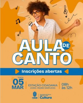 Secretaria de Cultura está com inscrições abertas para aula de canto em Floriano.(Imagem:Reprodução/Instagram)