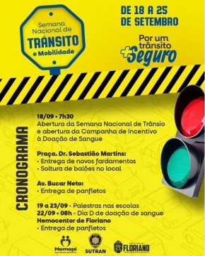 Por um trânsito mais seguro: Floriano realiza de 18 a 25/09 a Semana Nacional de Trânsito.(Imagem:Reprodução/Instagram)