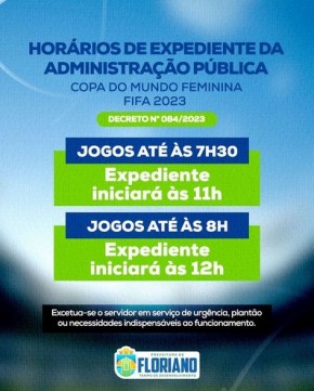 Prefeitura de Floriano concede ponto facultativo aos servidores durante a Copa do Mundo Feminina.(Imagem:Reprodução/Instagram)