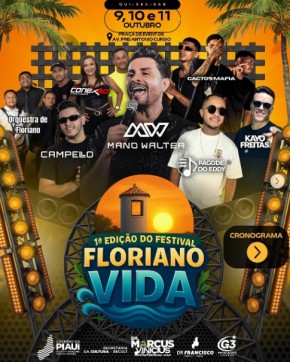 Festival Floriano Vida 2025 promete cultura, arte e esporte para toda a cidade.(Imagem:Reprodução/Instagram)