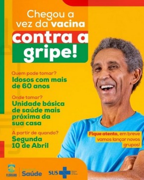 Idosos com mais de 60 anos são os primeiros a receber a vacina contra a gripe em Floriano.(Imagem:Reprodução/Instagram)
