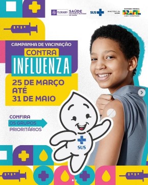 Campanha de Vacinação contra a Gripe tem início em Floriano dia 25 de março.(Imagem:Reprodução/Instagram)