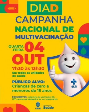 Dia D de Campanha de Multivacinação acontece nesta quarta-feira (04) em Floriano(Imagem:Reprodução/Instagram)