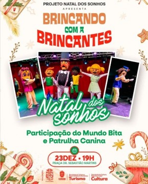 Natal dos Sonhos Show especial com Mundo Bita e Patrulha Canina acontece neste sábado em Floriano.(Imagem:Reprodução/Instagram)