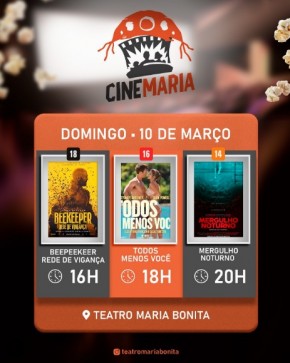 Três emocionantes filmes aguardam o público no tradicional Cine Maria deste domingo.(Imagem:Reprodução/Instagram)