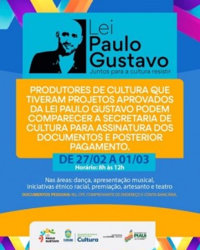 Produtores de Cultura devem apresentar documentação para projetos aprovados pela Lei Paulo Gustavo.(Imagem:Reprodução/Instagram)