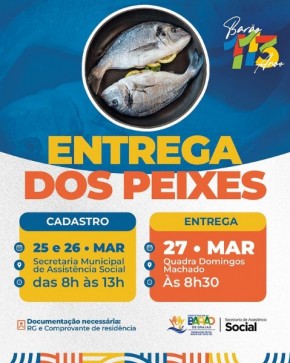 Prefeitura de Barão de Grajaú realizará cadastro para distribuição de Peixes na Semana Santa.(Imagem:Reprodução/Instagram)