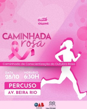 Comissão da Mulher Advogada e OAB Floriano promoverão a Caminhada Rosa no próximo sábado (28)(Imagem:Reprodução/Instagram)