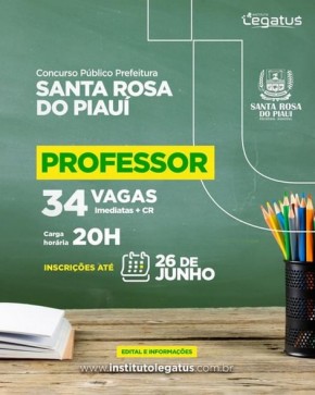 Inscrições abertas até 26 de junho para concurso público em Santa Rosa do Piauí.(Imagem:Reprodução/Instagram)