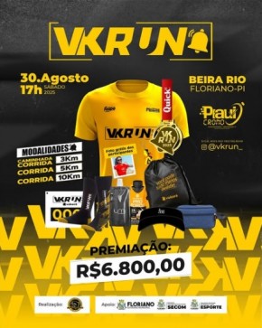 Floriano se prepara para receber a VK RUN 2025, uma das maiores corridas da região,(Imagem:Reprodução/Instagram)