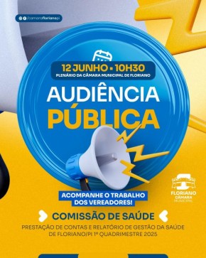 Câmara de Floriano realiza Audiência Pública para prestação de contas do 1º quadrimestre de 2025(Imagem:Divulgação)