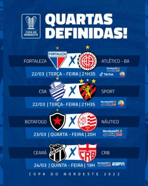 Confrontos das quartas de final da Copa do Nordeste são definidos(Imagem:Divulgação)
