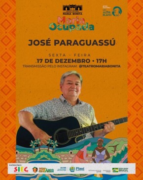 José Paraguassú se apresenta nesta sexta (17) na live Maria Bonita(Imagem:Divulgação)