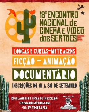 Inscrições abertas para o 18º Encontro Nacional de Cinema e Vídeo dos Sertões em Floriano.(Imagem:Reprodução/Instagram)