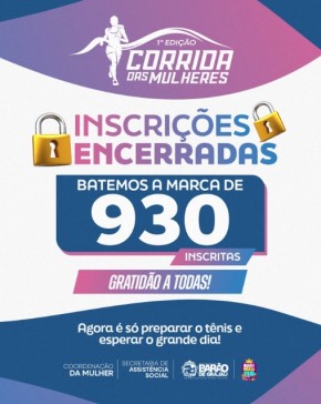 1&ordf; Corrida das Mulheres de Bar&atilde;o de Graja&uacute; registra 930 inscritas e celebra grande ades&atilde;o.(Imagem:Reprodu&ccedil;&atilde;o/Instagram)