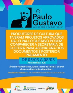 Assinatura da Lei Paulo Gustavo para produtores audiovisuais acontece de 05 a 08/03.(Imagem:Reprodução/Instagram)