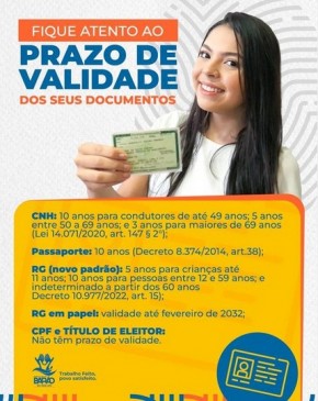Não deixe seus documentos vencerem: Prefeitura de Barão de Grajaú alerta sobre prazos de validade.(Imagem:Reprodução/Instagram)