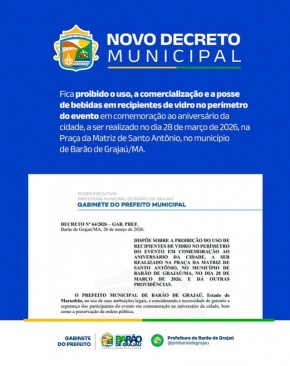 Prefeitura de Bar&atilde;o de Graja&uacute; pro&iacute;be uso de garrafas de vidro durante festa de anivers&aacute;rio da cidade.(Imagem:Reprodu&ccedil;&atilde;o/Instagram)