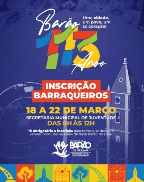 Inscrições abertas para vendedores ambulantes nas festividades de 113 anos de Barão de Grajaú.(Imagem:Reprodução/Instagram)