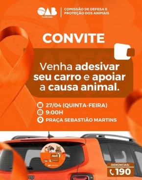 OAB Floriano lança campanha Abril Laranja em prol da prevenção contra os maus-tratos aos animais.(Imagem:Reprodução/Instagram)
