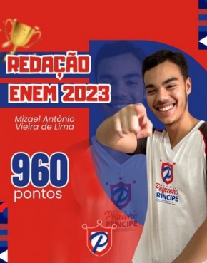 Mizael Antônio Vieira de Lima, conquistou a expressiva pontuação de 960 pontos na prova de redação.(Imagem:Reprodução/Instagram)