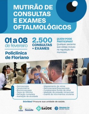 Secretaria Municipal de Saúde realiza mutirão de consultas e exames oftalmológicos em Floriano.(Imagem:Reprodução/Instagram)