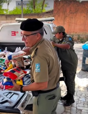 3º BPM realiza ação solidária e doa alimentos à Casa de Acolhimento Manoel da Guia em Floriano.(Imagem:Reprodução)