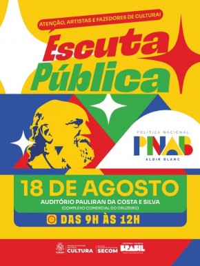 Floriano realiza Escuta Pública da Política Nacional Aldir Blanc no dia 18 de agosto.(Imagem:Reprodução/Instagram)