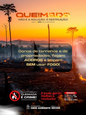 Prefeitura de Floriano intensifica alerta contra queimadas irregulares(Imagem:Reprodução/Instagram)