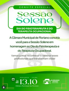 Câmara Municipal de Floriano realizará sessão solene em homenagem aos fisioterapeutas e terapeutas ocupacionais.(Imagem:Reprodução/Instagram)
