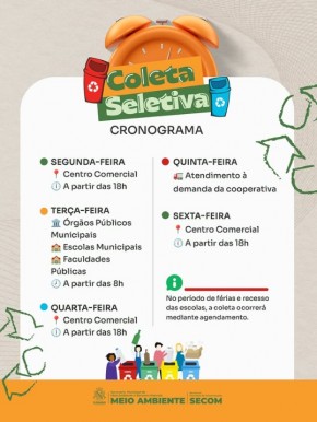 Prefeitura de Floriano divulga cronograma da Coleta Seletiva e refor&ccedil;a compromisso com o meio ambiente.(Imagem:Reprodu&ccedil;&atilde;o/Instagram)