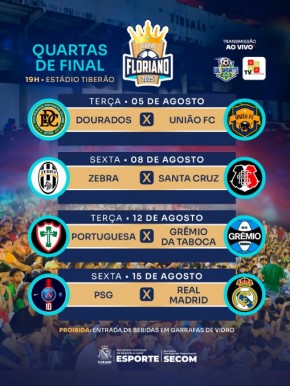 Quartas de Final da Copa Floriano 2025 agitam o Estádio Tiberão com grandes confrontos(Imagem:Reprodução/Instagram)