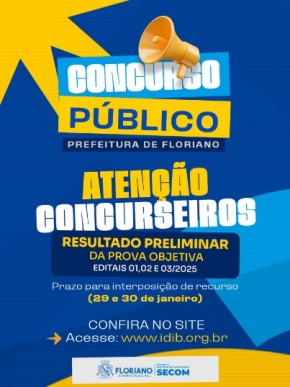 Resultado preliminar do concurso da Prefeitura de Floriano &eacute; divulgado.(Imagem:Reprodu&ccedil;&atilde;o/Instagram)