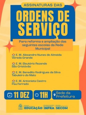 Prefeitura de Floriano assina Ordens de Serviço para reforma e ampliação de escolas municipais.(Imagem:Reprodução/Instagram)