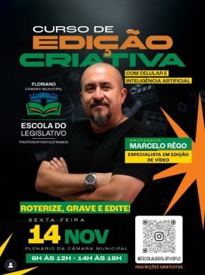 Escola do Legislativo abre inscrições para curso de Edição Criativa com Celular e Inteligência Artificial.(Imagem:Reprodução/Instagram)