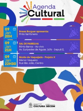 Fim de semana chega com programa&ccedil;&atilde;o cultural em diversos pontos de Floriano(Imagem:Reprodu&ccedil;&atilde;o)