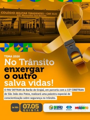 PAV DETRAN de Bar&atilde;o de Graja&uacute; promove palestra sobre seguran&ccedil;a no tr&acirc;nsito.(Imagem:Reprodu&ccedil;&atilde;o/Instagram)