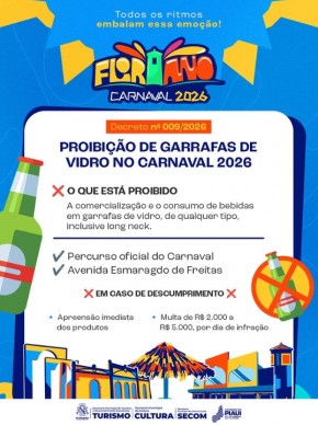 Carnaval 2026 em Floriano ter&aacute; proibi&ccedil;&atilde;o de garrafas de vidro para garantir mais seguran&ccedil;a.(Imagem:Reprodu&ccedil;&atilde;o/Instagram)