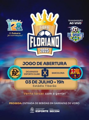 Copa Floriano 2025 estreia no Estádio Tiberão com grande clássico: Dourados EC x Barcelona(Imagem:Reprodução/Instagram)